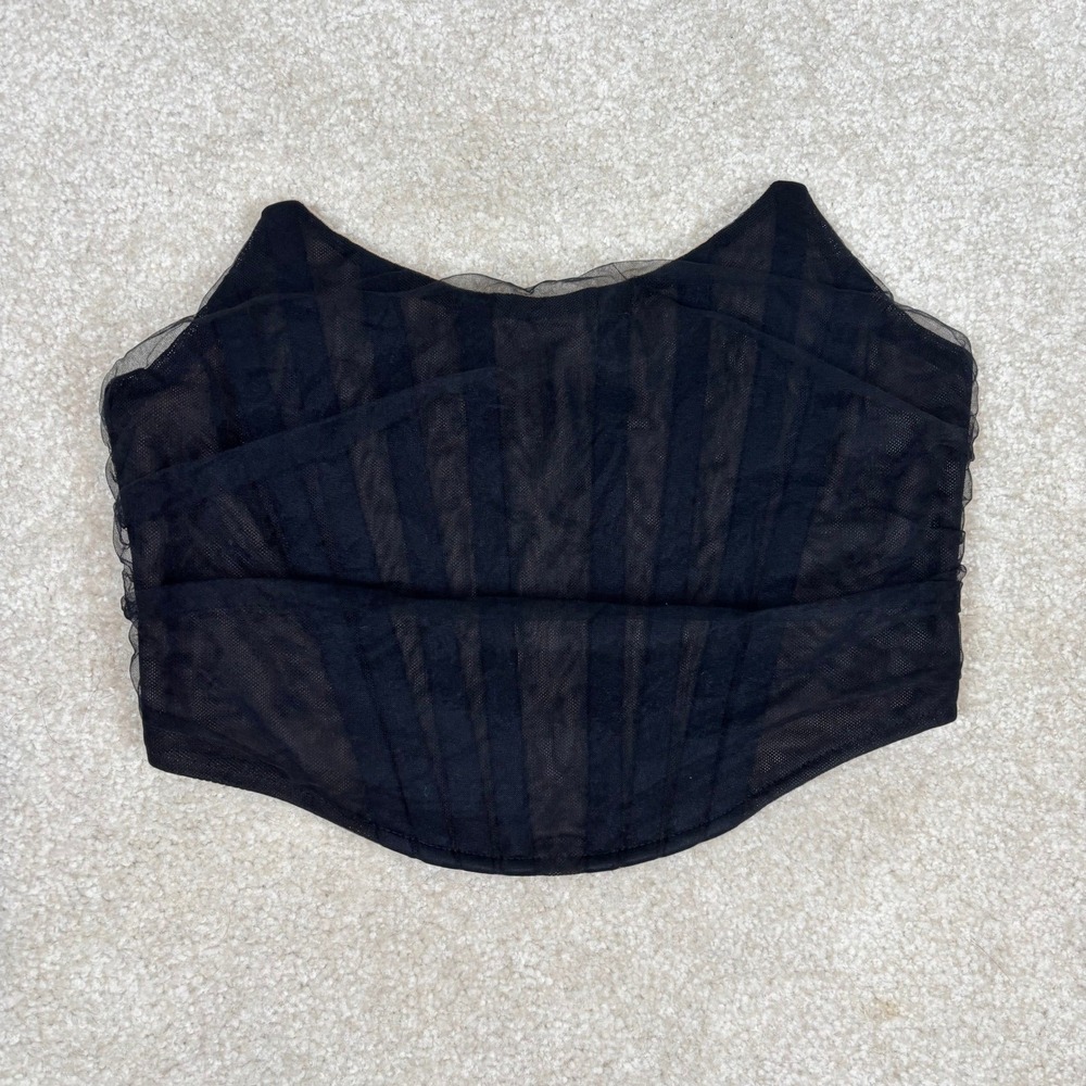 Edit by Nine Black Mesh Corset Top‎ Strapless Boned Bustier TT1974 Medium